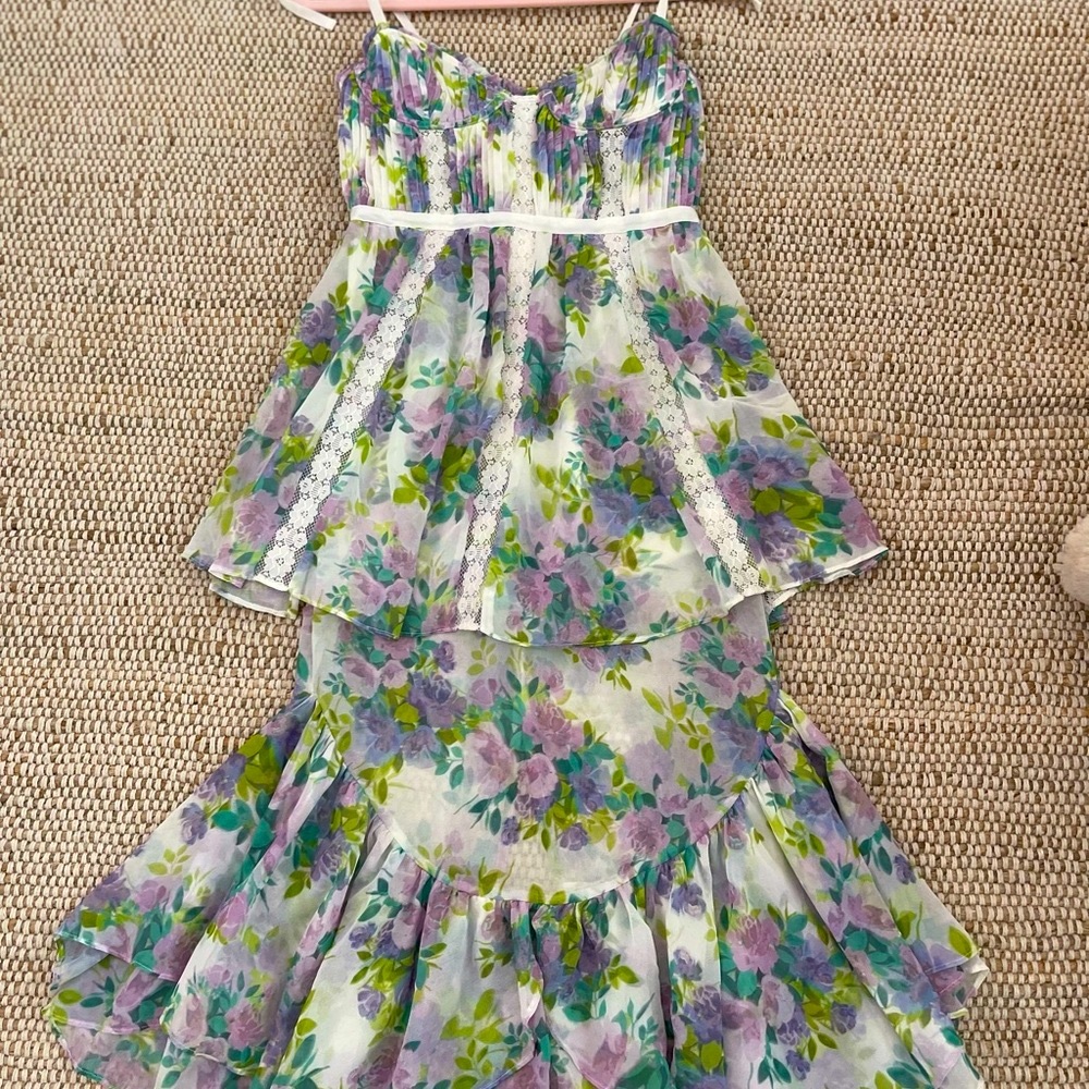 For Love & Lemons Multicolor Floral Midi Dress